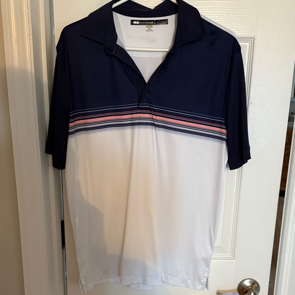 Greg Norman Collection Navy and White Polo